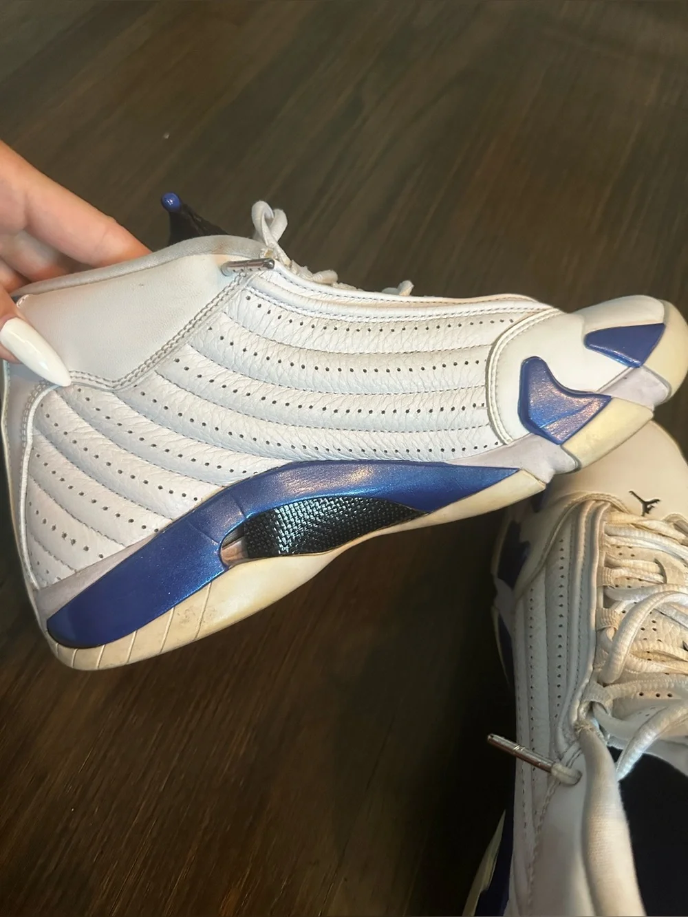 Jordan Candy Cane 14  Low-Top Sneakers in White RETRO HYPER Royal Blue Size 10.5